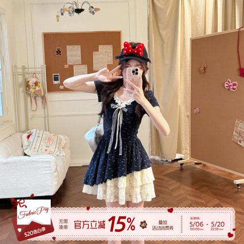 甜欲风短袖连衣裙女夏日碎花裙