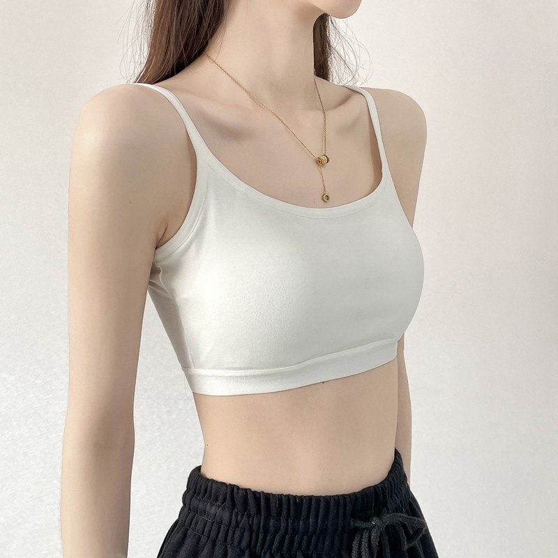 带胸垫白色美背小吊带背心女内搭夏文胸一体抹胸上衣打底外穿裹胸