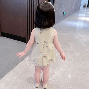 女旗袍钉珠独立站中小童民风一件女童旗袍 裙子连衣裙汉服时尚