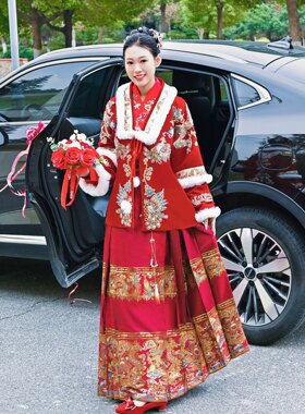 新娘敬酒服马面裙出门嫁衣汉服晨袍拜年服