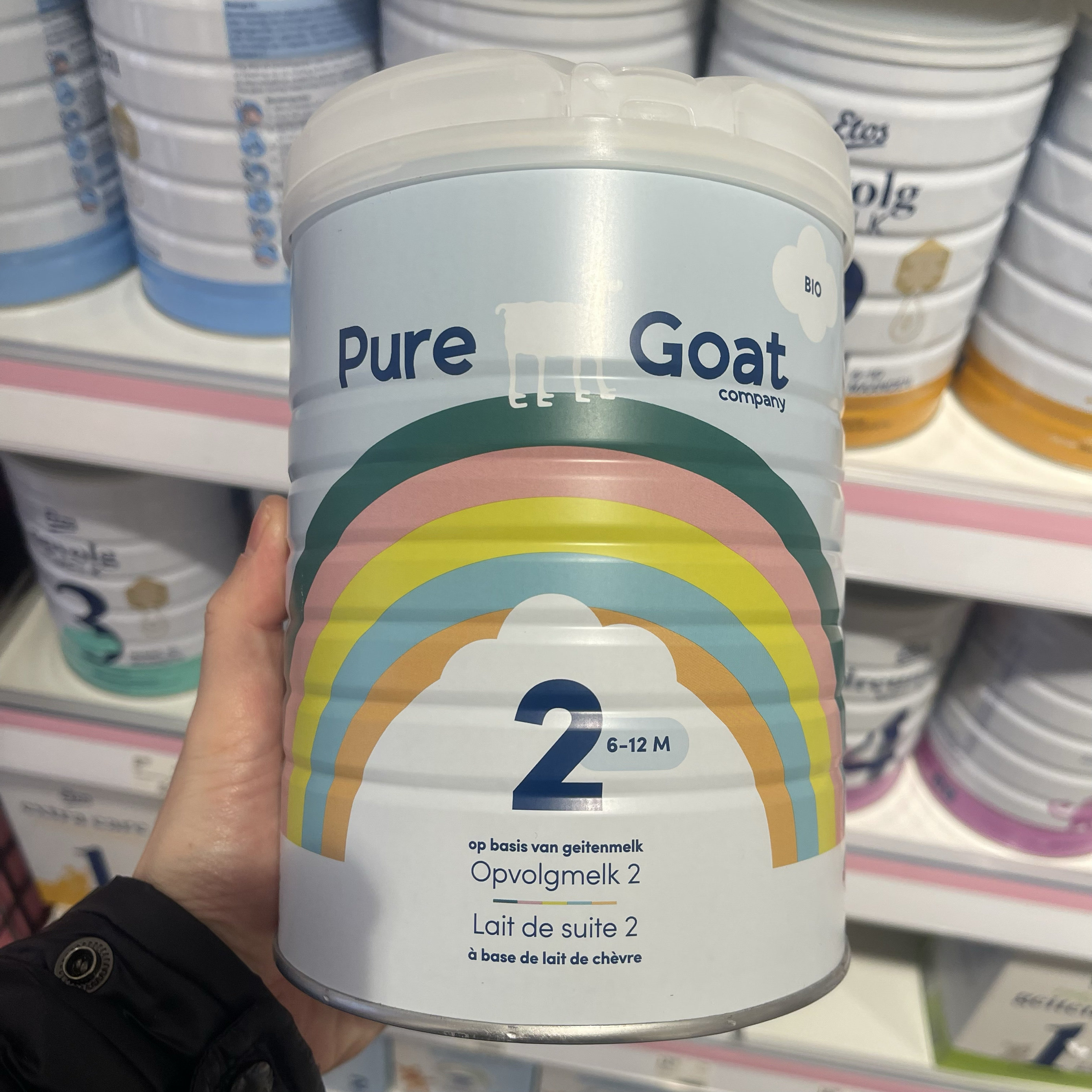 荷兰正品直邮原装进口代购pure goat彩虹婴幼儿A2有机羊奶粉2段