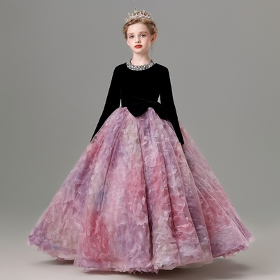 女童生日公主裙长袖儿童礼服秋冬