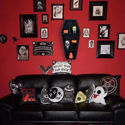 Wall Decor Coffin Shelf万圣节棺材置物架桌面恐怖装饰品收纳架
