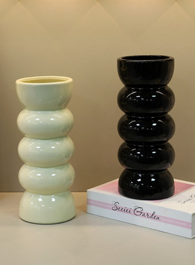 现代简约陶瓷花瓶轻奢感家居客厅餐桌鲜花摆件客厅装饰品插花瓶子