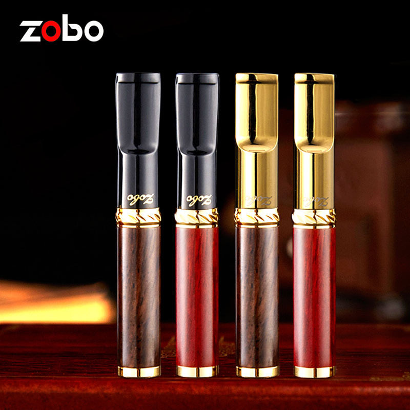 Zobo正牌实木烟杆烟嘴过滤循环型可清洗粗中细三用净烟器烟具