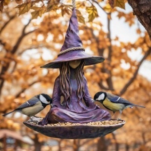 Feeder悬挂式 外贸新款 女巫喂鸟器 Bird Garden Meditating Witch