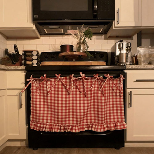 跨境新品Handmade Farmhouse Oven Skirt手工制作烤箱裙厨房装饰