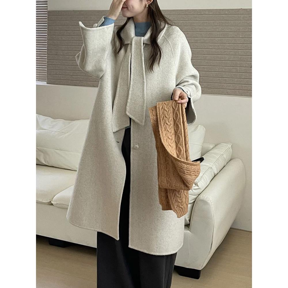 2025新款富家千金感双面羊绒大衣女韩系巨好看羊毛呢子外套秋冬季