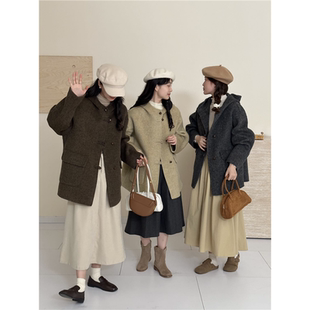 欧货连帽双面羊绒大衣女冬季新款高级感加厚骆驼绒蚕丝羊毛呢外套