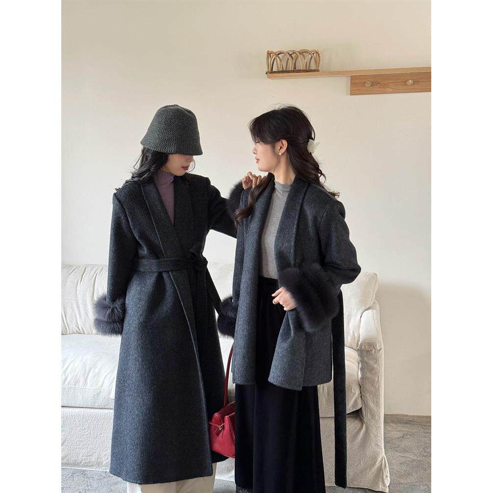 2025秋冬新款双面羊绒大衣女中长款韩版宽松羊毛呢子外套高级感