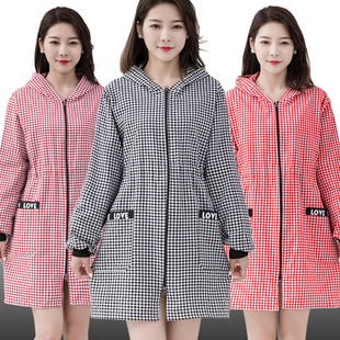 新款纯棉可调节收腰围裙罩衣韩式均码上班有袖修身工作服防尘防污