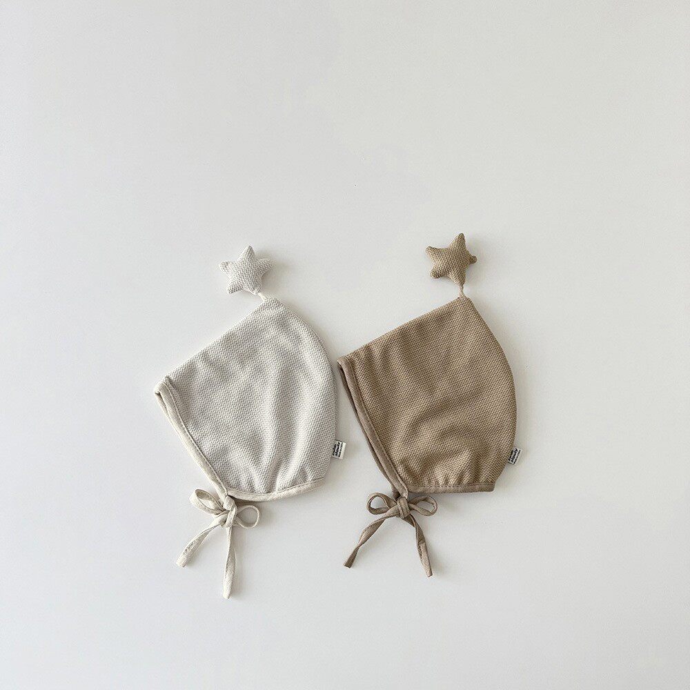 婴儿帽子韩国婴幼儿胎帽可爱尖尖帽防风系带帽女宝宝护耳帽