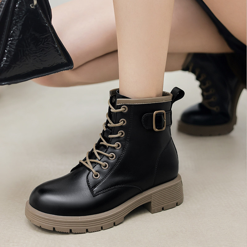 古奇天伦马丁靴女款2023新款秋季皮鞋英伦风春秋单靴爆款马丁短靴