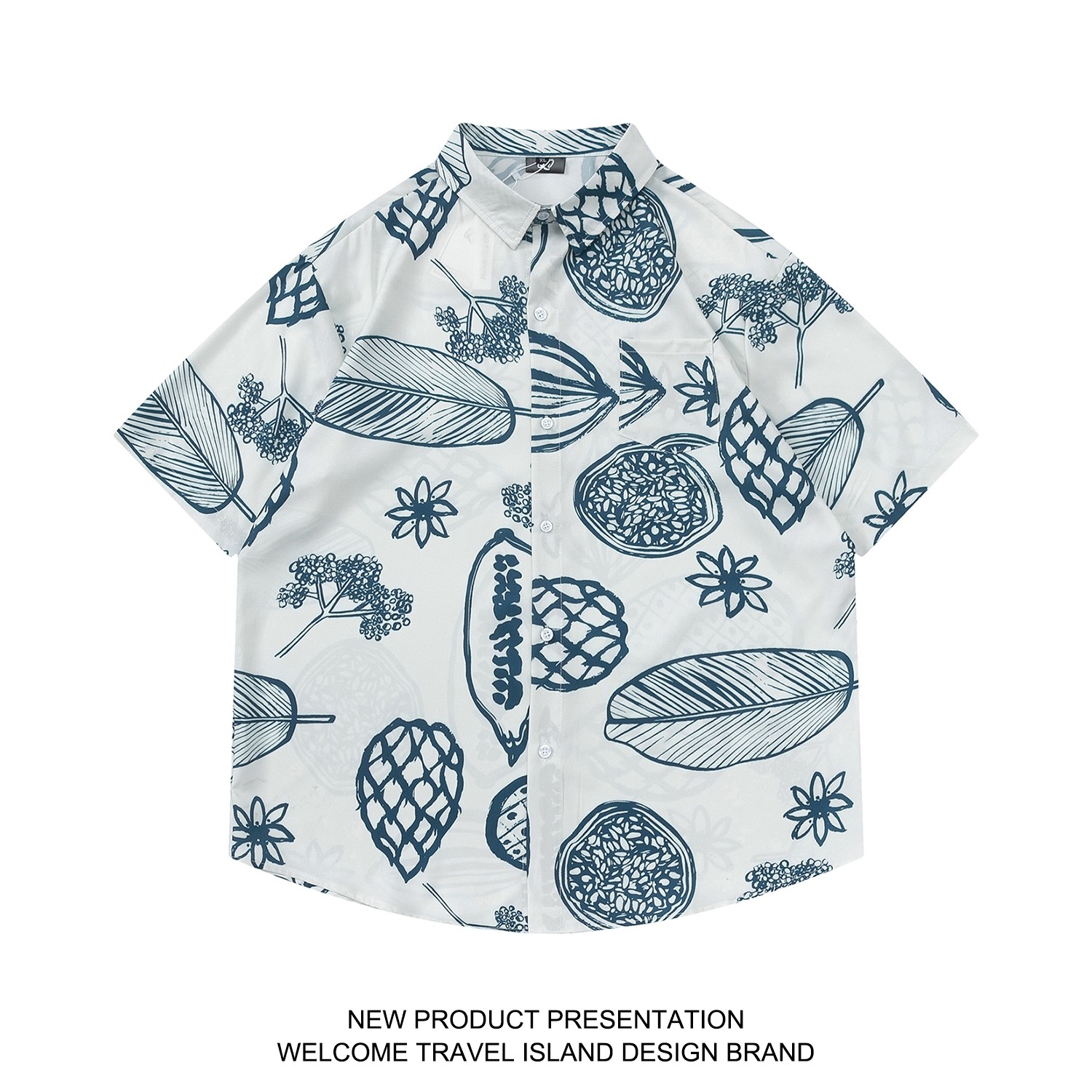TRAVEL ISLAND 瓜香四溢 夏威夷风手绘涂鸦水果印花休闲短袖衬衫,男装,衬衫,淘宝优惠券,粉丝福利购,淘宝优惠卷