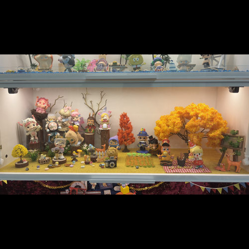 玄关展示柜微缩迷你盲盒造景diy适用泡泡玛特十五周年庆场景秋季