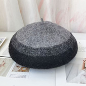 针织帽子 全羊毛加厚贝雷帽女秋冬防风保暖时尚 清仓 出口高货