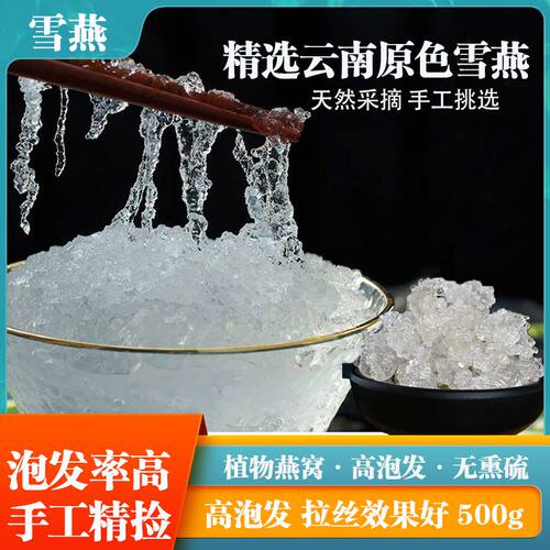 雪燕正品云南拉丝雪燕可搭银耳桃胶皂角米雪莲子商用拉丝雪燕500g