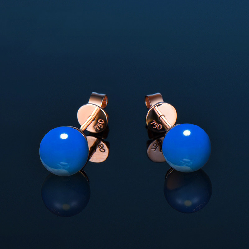 Miner Dominica Blue Perot Ear Studs Amber Beeswax natural 18K Rose Gold Simplicity customized 6MMin the Jewelry/Diamond/Jade/Gold , Natural amber (New) , Earring  category - from Buy2taobao.com to provide professional Taobao agent buy service