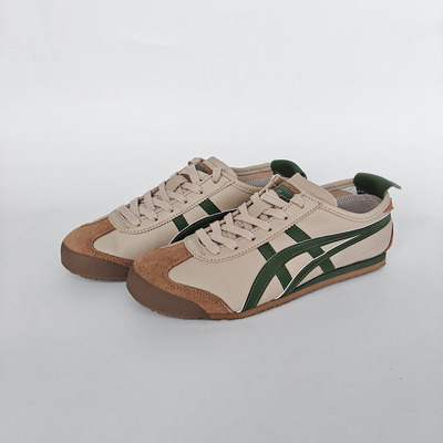 鬼塚虎经典棕绿休闲板鞋复古轻便