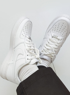 Nike耐克Air Force 1经典男子空军AF1黑白增高休闲板鞋CW2288-111