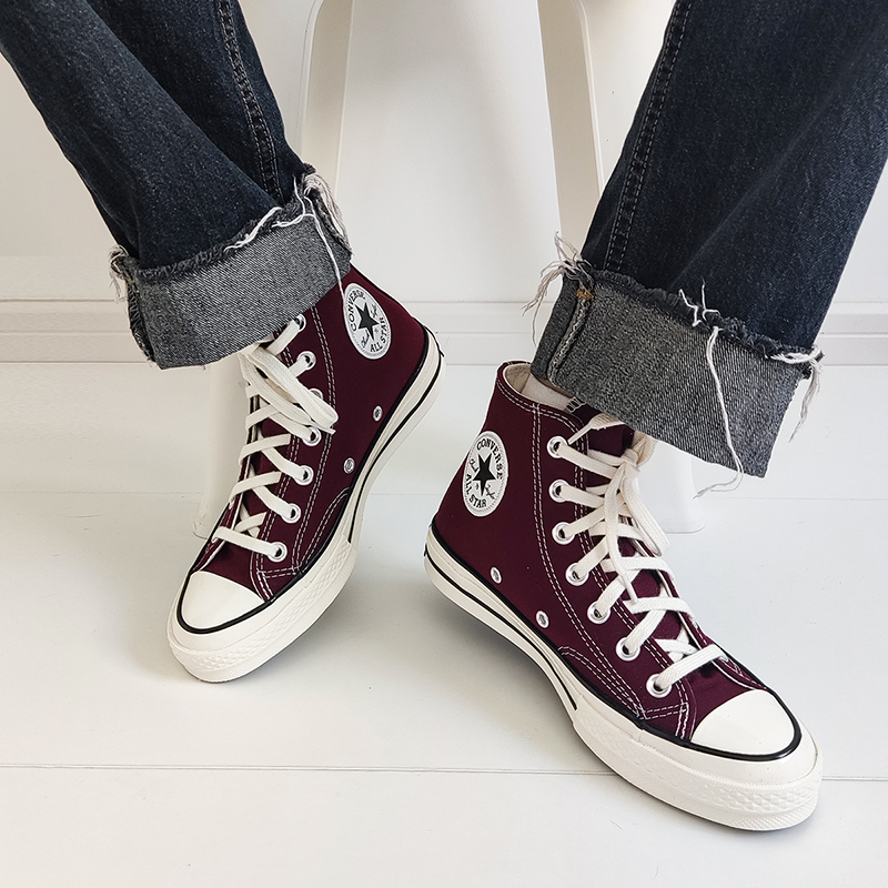 匡威1970s酒红高帆布鞋复古休闲