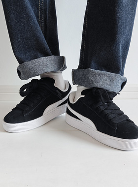 Puma彪马Suede XL经典烫金标男女厚底黑白色休闲板鞋395205-02-17