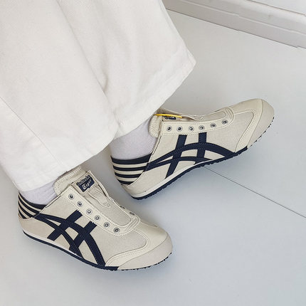 Onitsuka Tiger鬼塚虎条纹懒人一脚蹬男女休闲帆布鞋1183C233-250