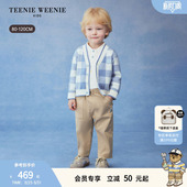 男宝宝学院风V领格纹开衫 26春新款 毛衣 Kids小熊童装 TeenieWeenie