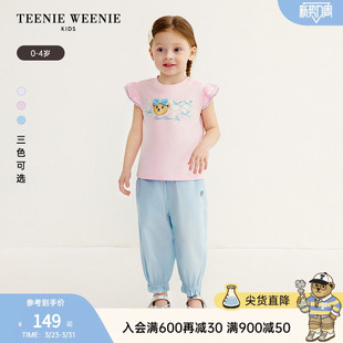 印花T恤打底衫 TeenieWeenie 女宝宝可爱小飞袖 25年款 Kids小熊童装