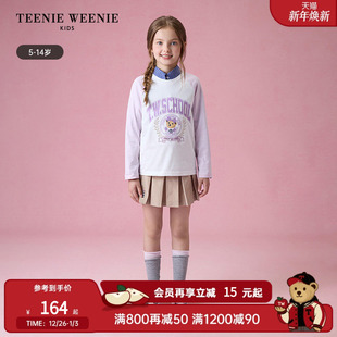 女童休闲风学院插肩长袖 25年新款 T恤 Kids小熊童装 TeenieWeenie