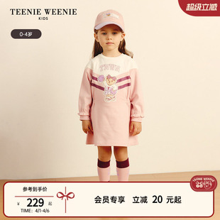 TeenieWeenie 秋季 款 女宝宝拼色印花休闲复古连衣裙 Kids小熊童装