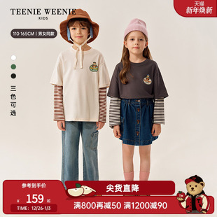 T恤衫 TeenieWeenie 男女童撞色假两件长袖 25年新款 Kids小熊童装