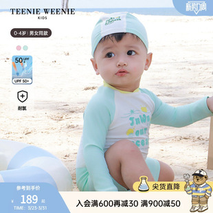 Kids小熊童装 TeenieWeenie 夏男女宝抗氯泳衣帽套装 UPF50