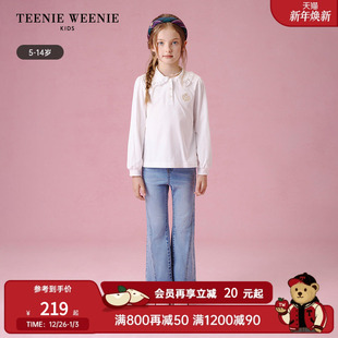 女童甜美风花边翻领长袖 25年新款 T恤 Kids小熊童装 TeenieWeenie