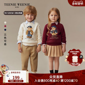 25冬男女宝红色油画小熊印花加绒卫衣长裤 TeenieWeenie Kids童装