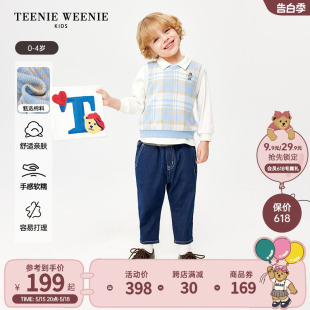 新款 TeenieWeenie Kids小熊童装 24春季 男宝宝格纹针织毛衣背心