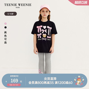 短袖 TeenieWeenie Kids小熊童裝 25年夏女童休閑寬松長款 T恤打底衫