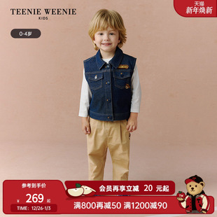 男宝宝复古锁色牛仔马甲外套 25年新款 TeenieWeenie Kids小熊童装