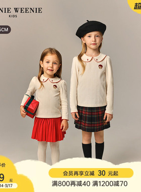 TeenieWeenie Kids小熊童装26年春新款女童宝宝刺绣娃娃领打底T恤