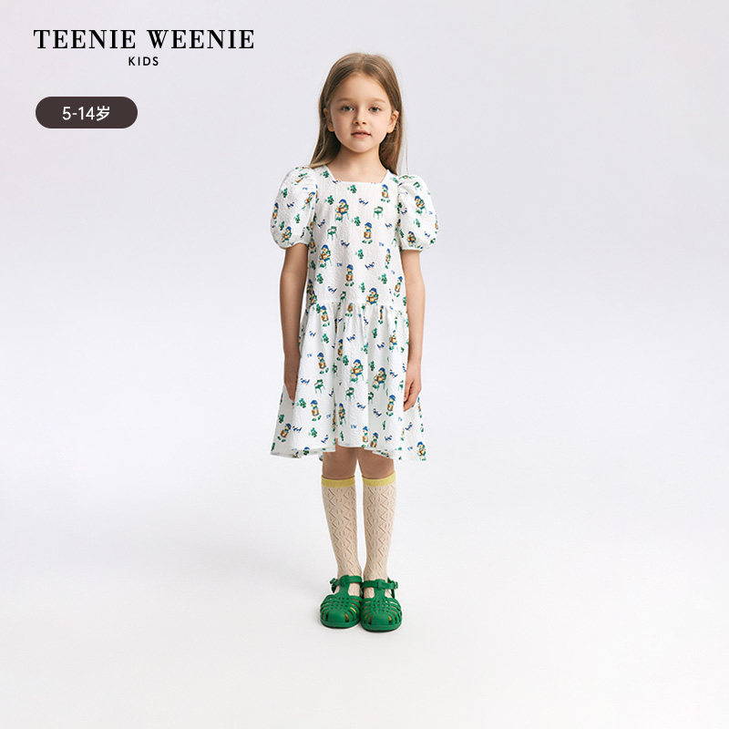 TeenieWeenie Kids小熊童装夏季款女童泡泡袖A版甜