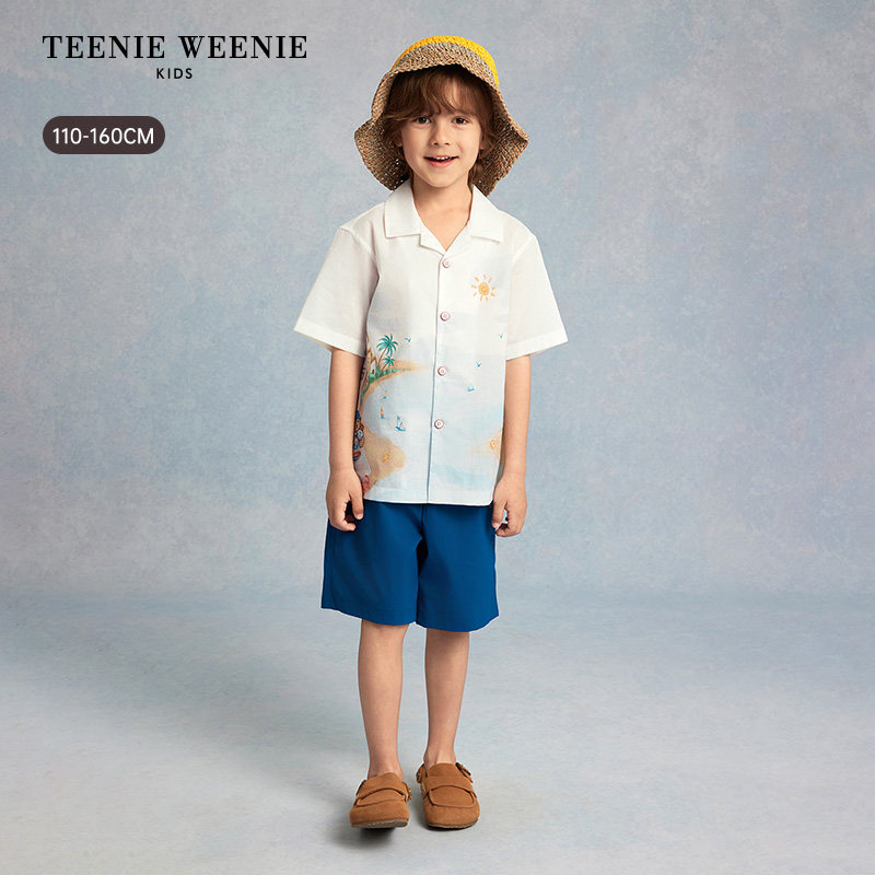 TeenieWeenie Kids小熊童装26年夏季新款男童海滨度假风短袖衬衫