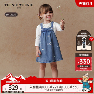 TeenieWeenie Kids小熊童装26年秋季新款女宝宝A版全棉牛仔背带裙