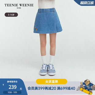 女童百褶拼接牛仔裙裤 25夏新款 半身裙 Kids小熊童装 TeenieWeenie