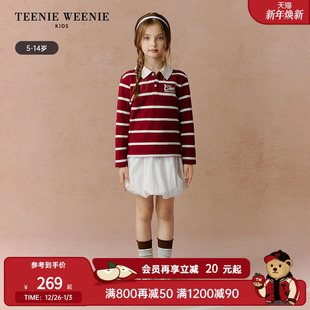 POLO打底衫 TeenieWeenie 女童抗菌条纹长袖 25年新款 Kids小熊童装