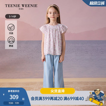 TeenieWeenie Kids小熊童装25夏季新款女童甜美碎花圆领短袖衬衫