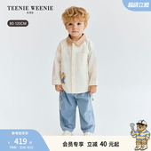 衬衫 TeenieWeenie 男宝宝休闲撞色翻领长袖 26夏新款 Kids小熊童装