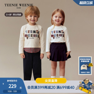 秋季 TeenieWeenie 25新款 男女寶寶假兩件字母長袖 Kids小熊童裝 T恤