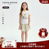 Kids小熊童装 25年款 女童撞色圆领印花短袖 TeenieWeenie T恤打底衫