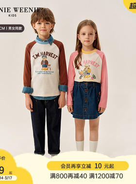 TeenieWeenie Kids小熊童装25年款男女童印花撞色插肩长袖T恤衫