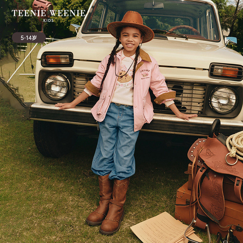 TeenieWeenie Kids小熊童装舒适秋冬季女童工装风翻